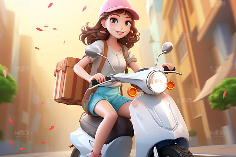 电动车女孩3D高清模型