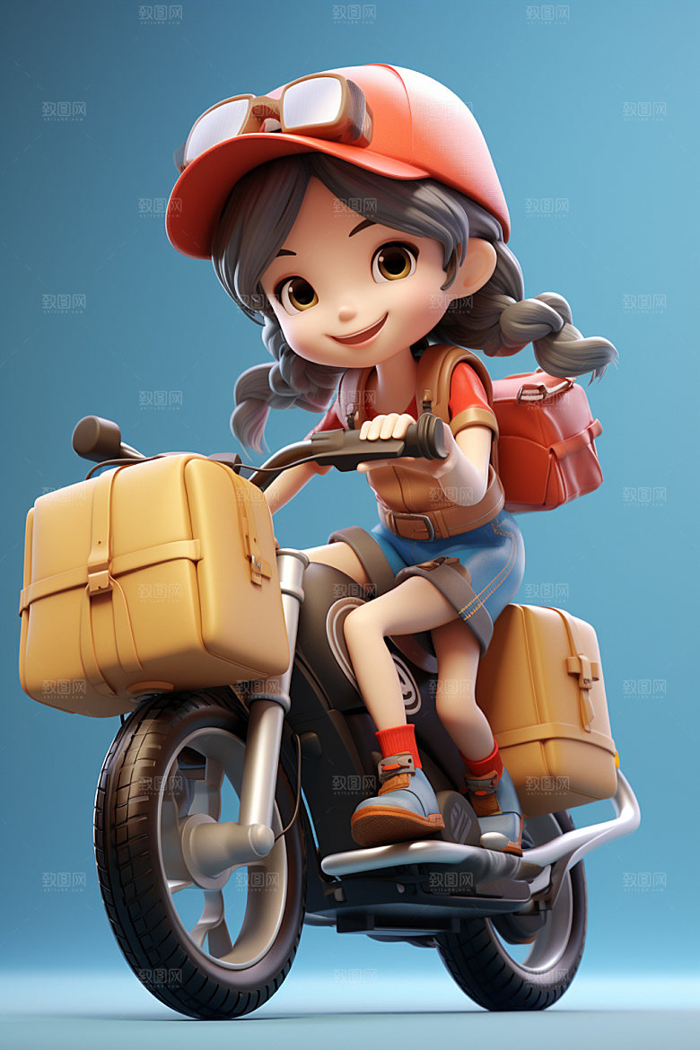 电动车女孩3D人物模型