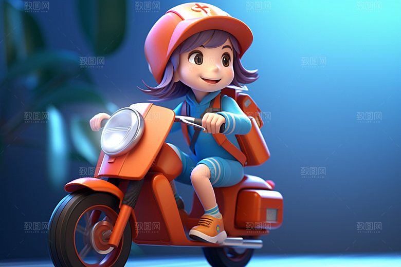 电动车女孩可爱3D模型
