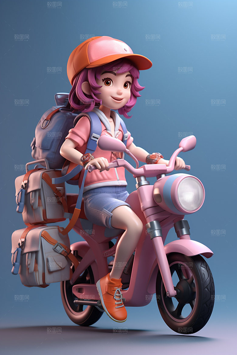 电动车女孩时尚3D模型