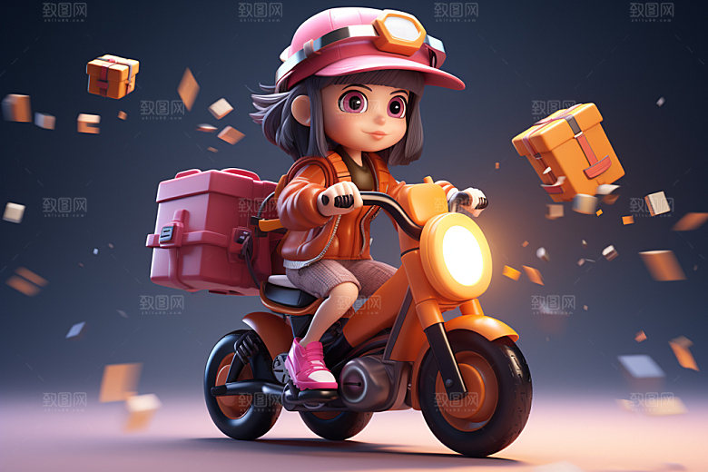 电动车女孩时尚3D模型