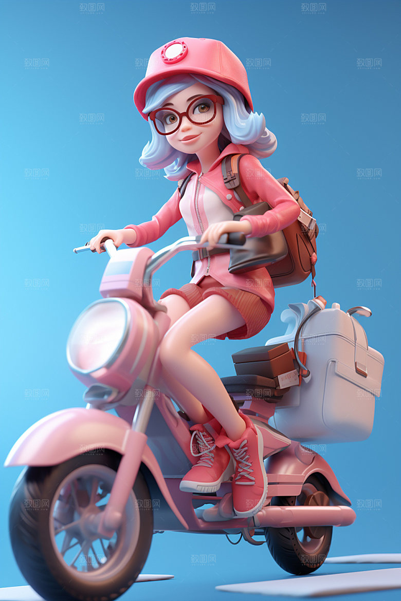 电动车女孩唯美高清模型