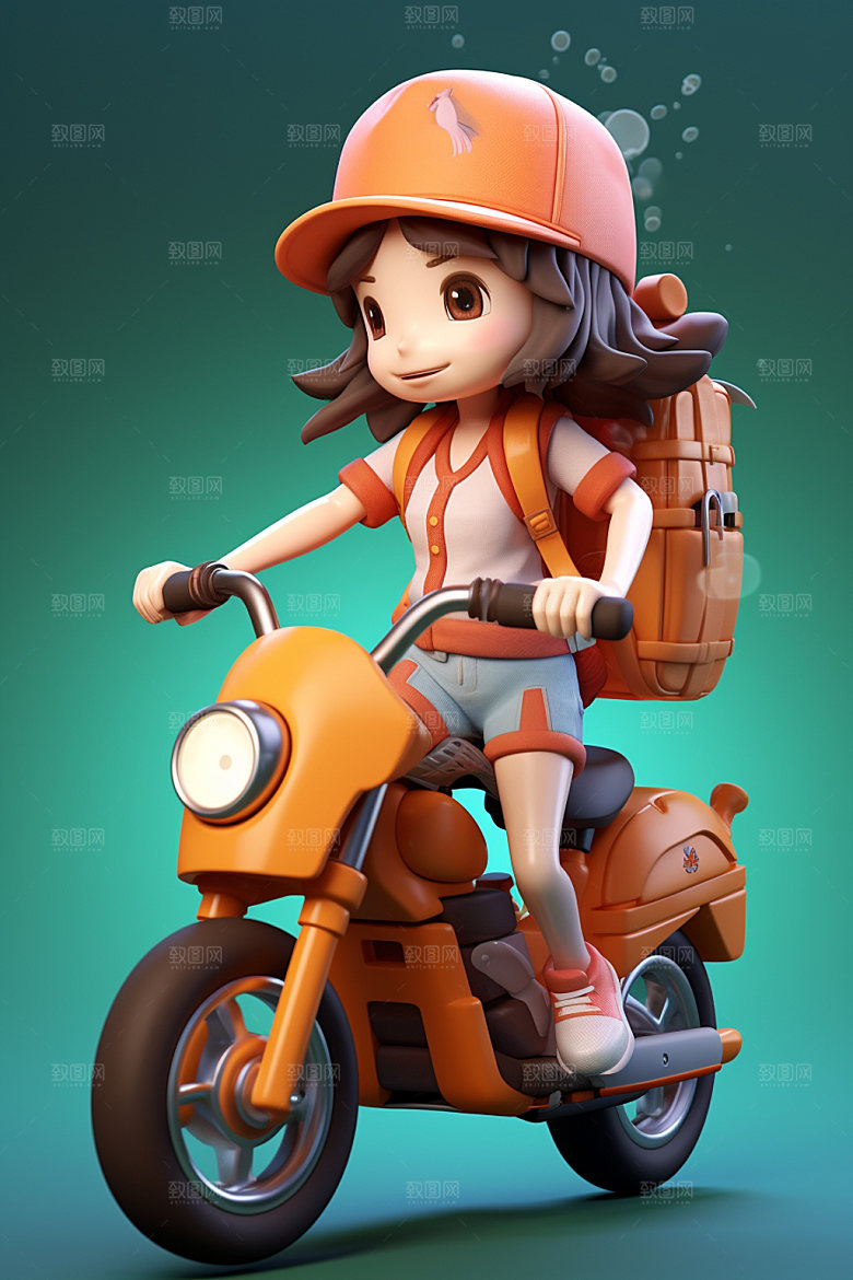 电动车女孩人物高清模型