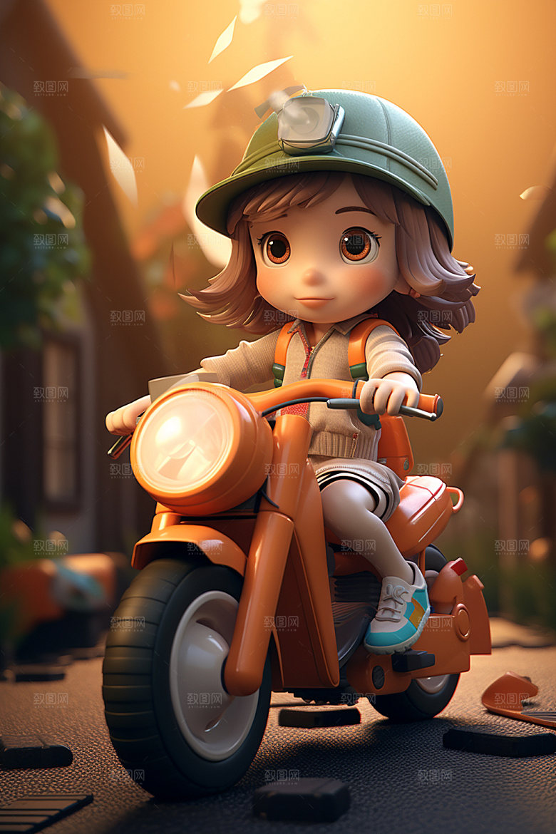 电动车女孩3D高清模型