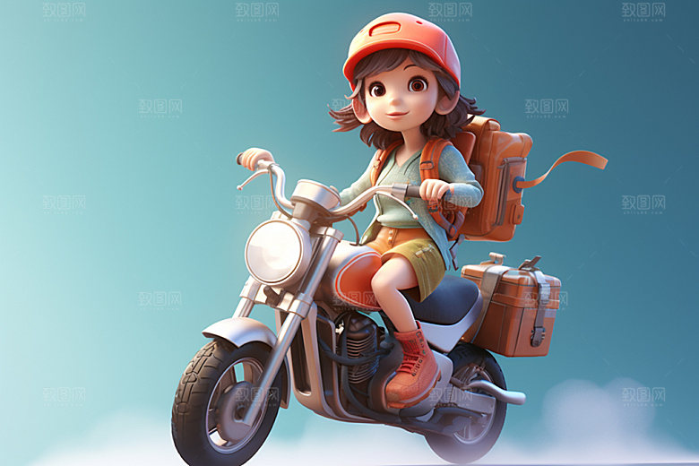 电动车女孩3D休闲模型