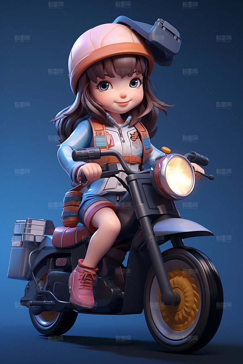 电动车女孩休闲3D模型