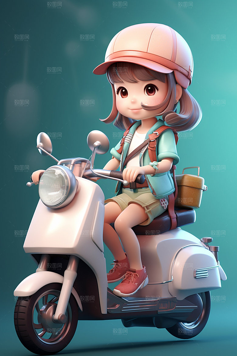 电动车女孩高清趣味模型