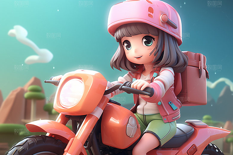 电动车女孩可爱时尚模型