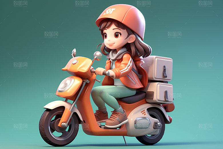电动车女孩休闲时尚模型
