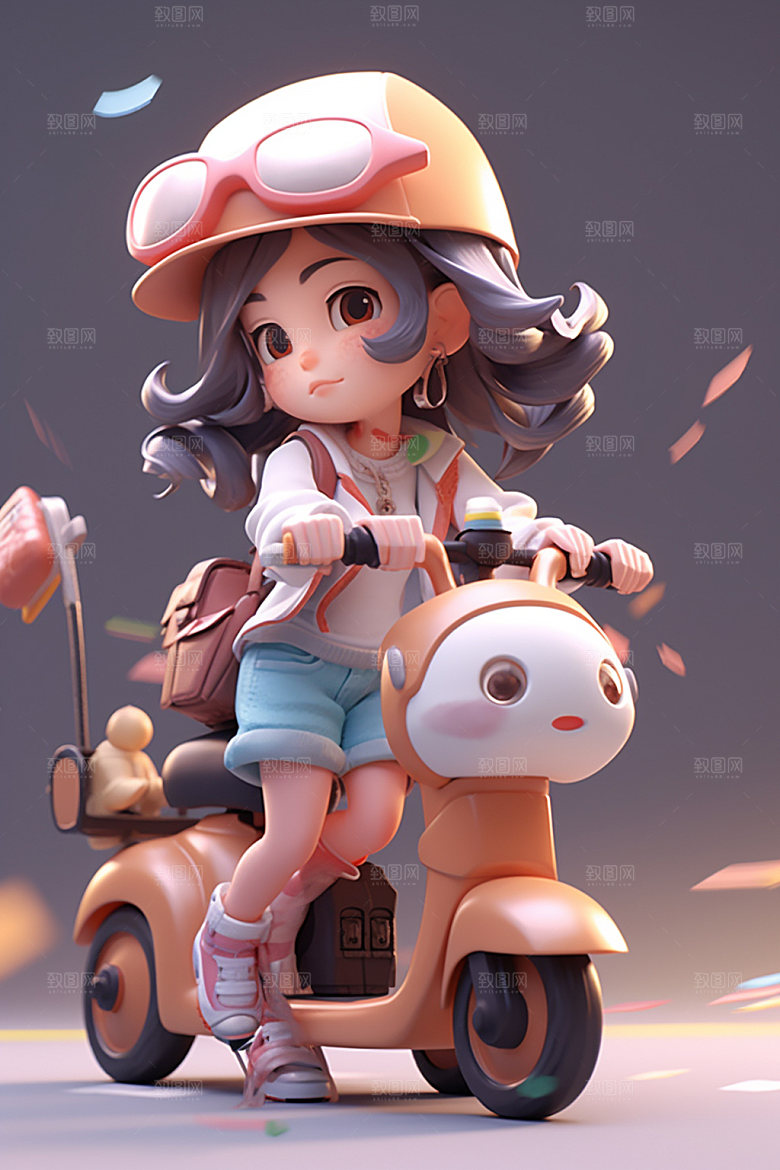 电动车女孩人物可爱模型