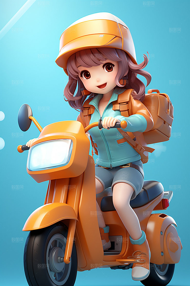 电动车女孩休闲3D模型