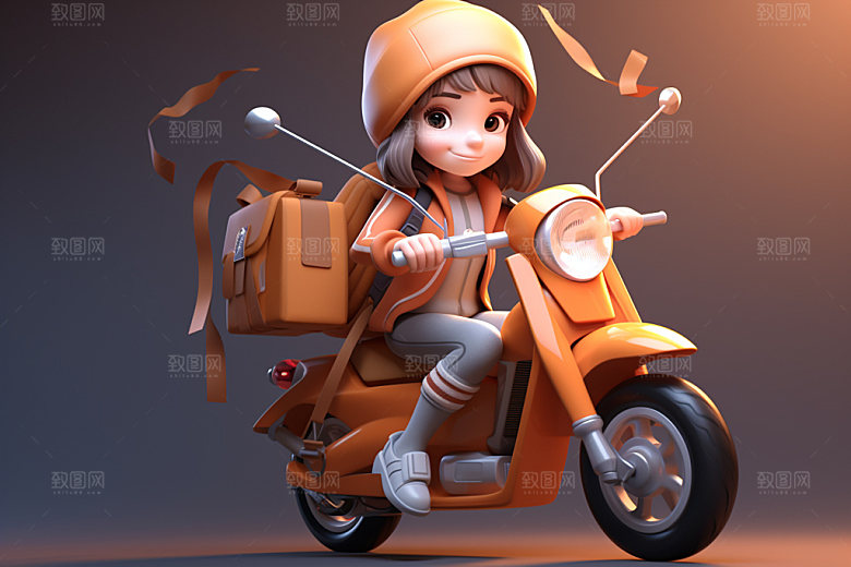 电动车女孩时尚趣味模型