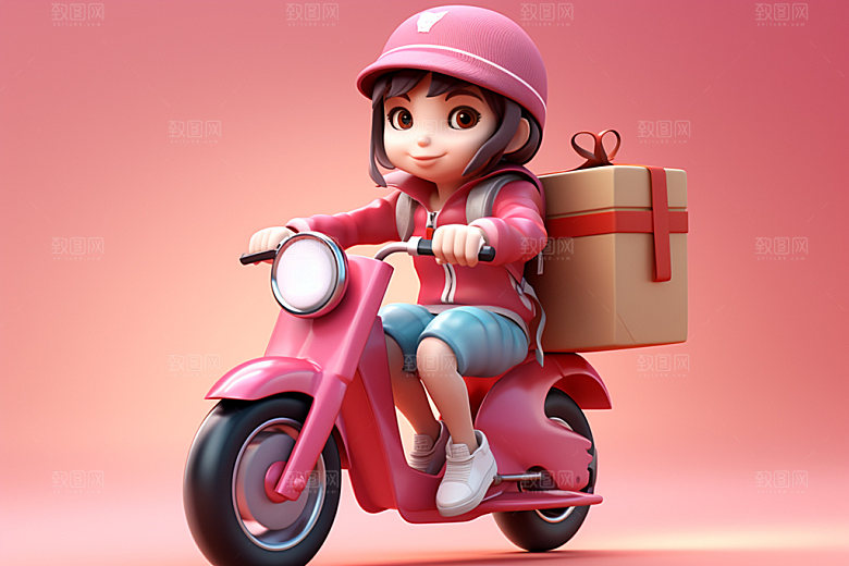 电动车女孩时尚休闲模型