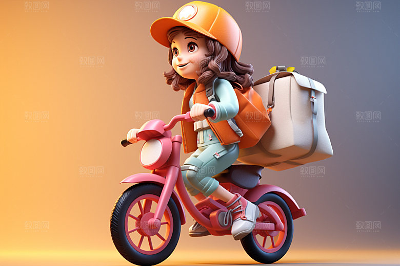 电动车女孩唯美趣味模型