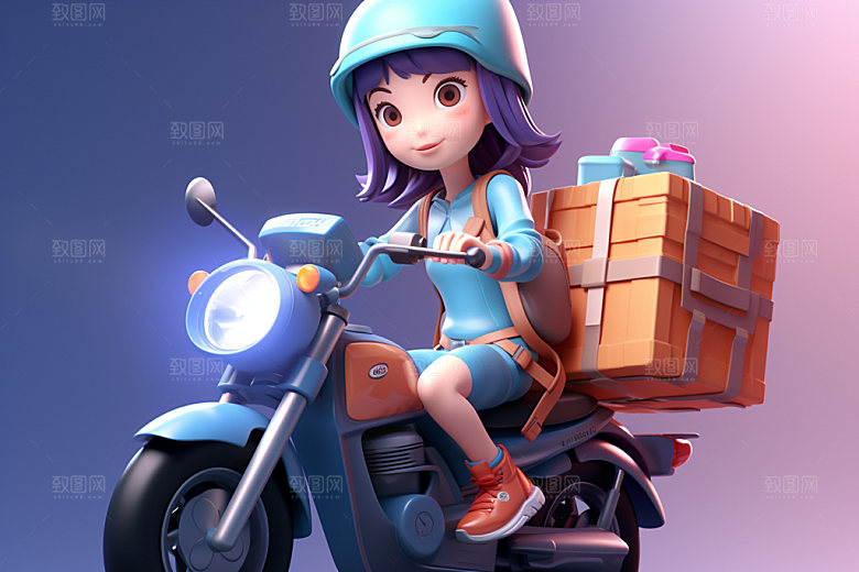 电动车女孩唯美高清模型