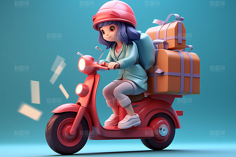 电动车女孩高清场景模型