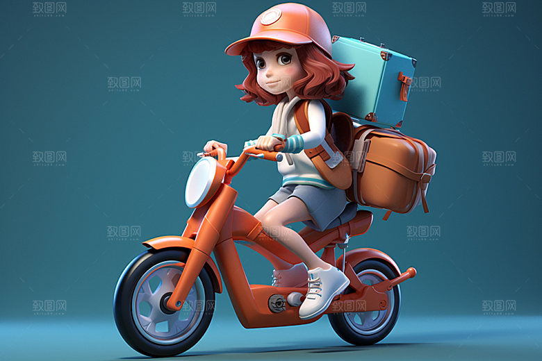 电动车女孩高清场景模型