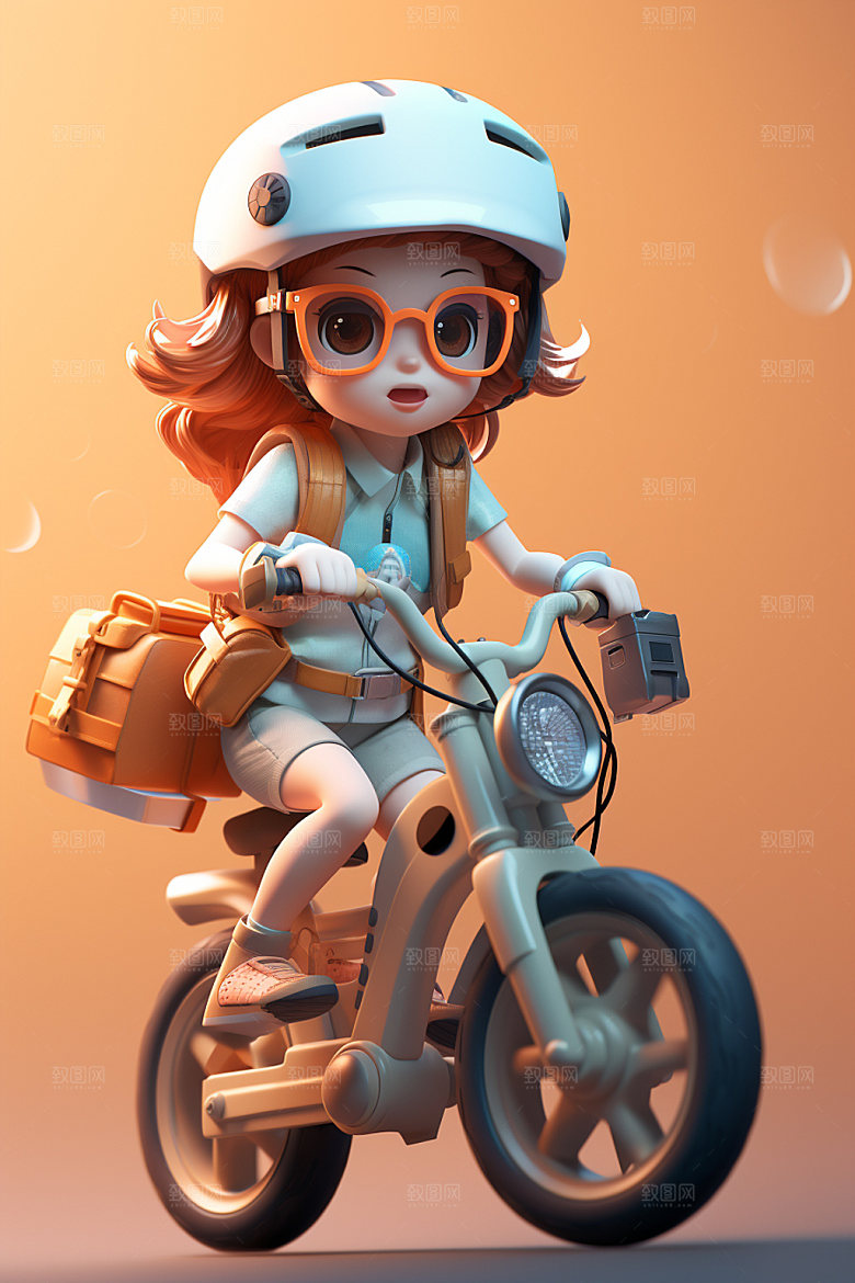 电动车女孩3D高清模型