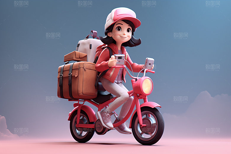 电动车女孩休闲高清模型