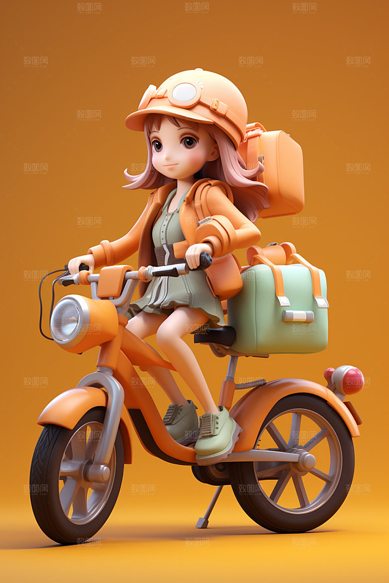 电动车女孩唯美趣味模型