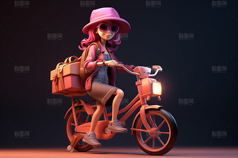电动车女孩时尚3D模型