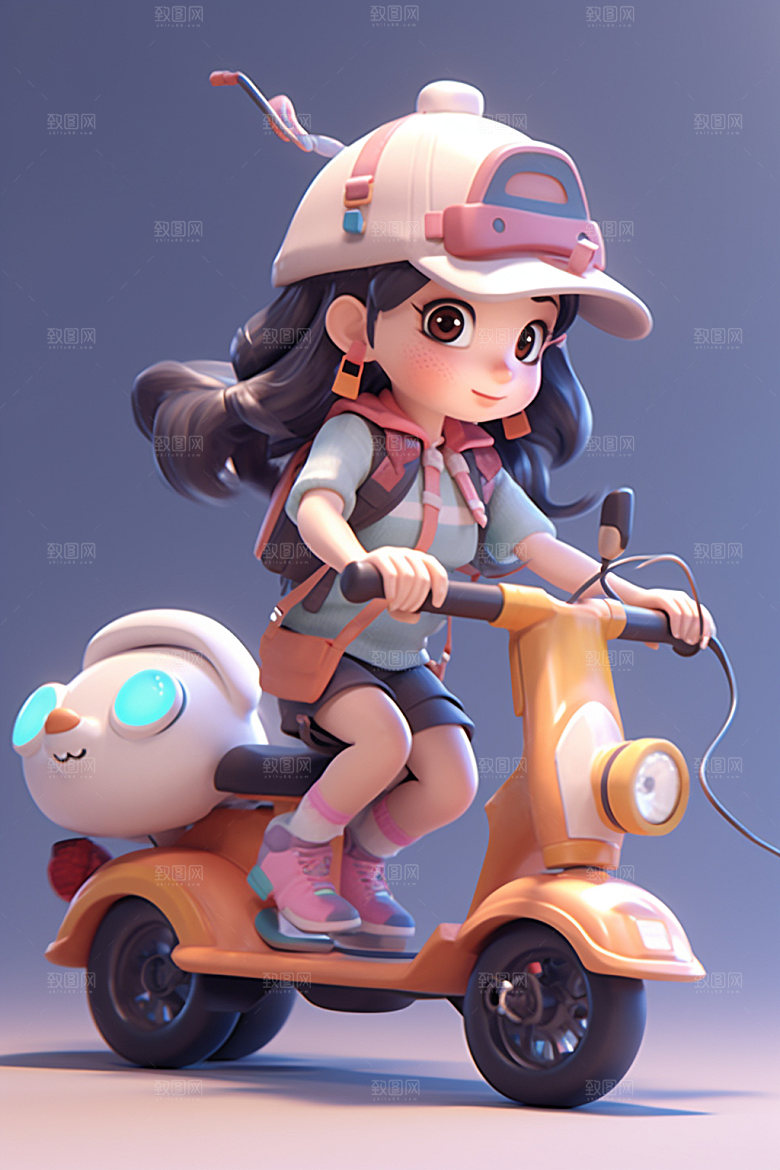 电动车女孩可爱3D模型