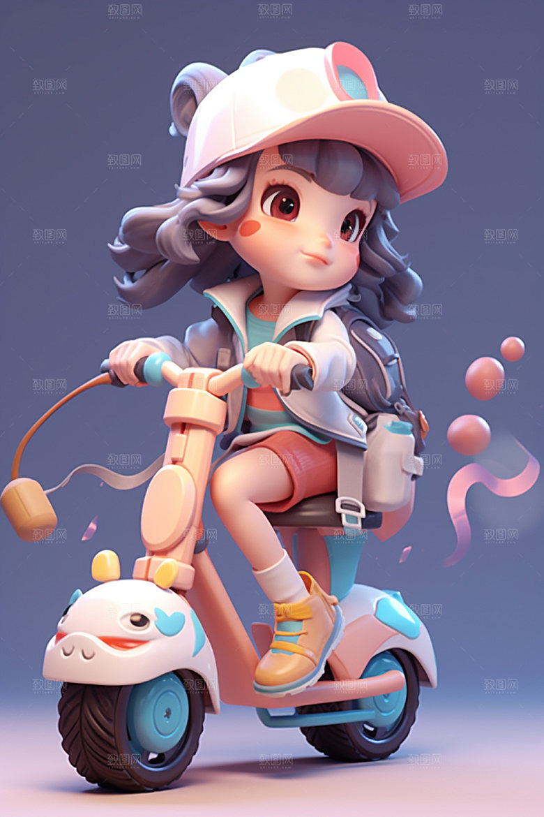 电动车女孩3D唯美模型