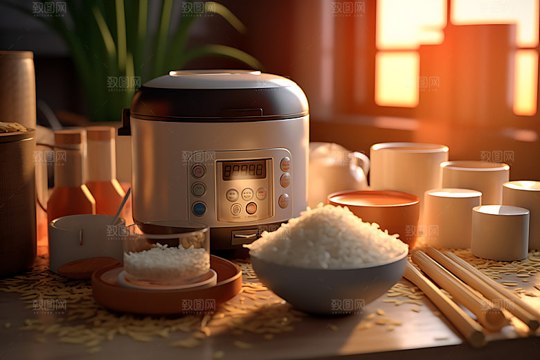 电饭锅烹饪工具模型效果图