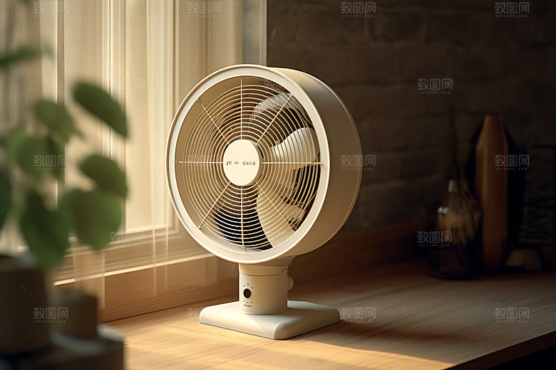 电风扇降暑清凉效果图