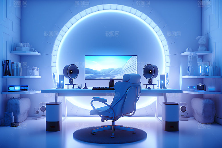 电竞房科技感高清效果图