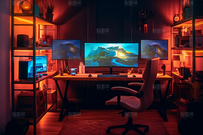电竞房网吧高清效果图