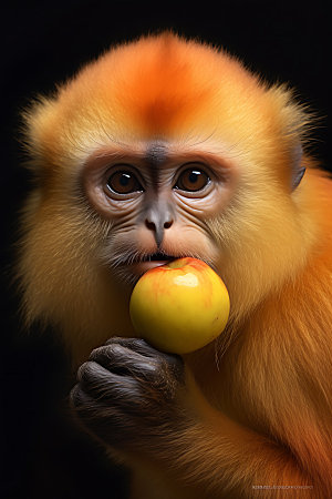 滇金丝猴保护动物高清摄影图