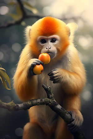 滇金丝猴保护动物哺乳动物摄影图