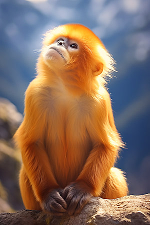 滇金丝猴灵长动物保护动物摄影图