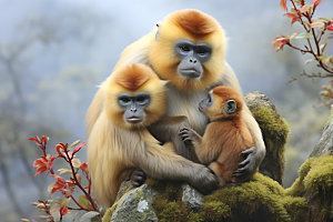 滇金丝猴哺乳动物野生动物摄影图
