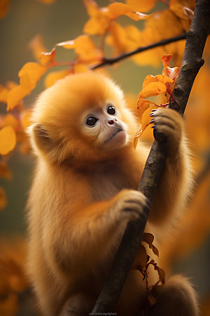 滇金丝猴保护动物野生动物摄影图