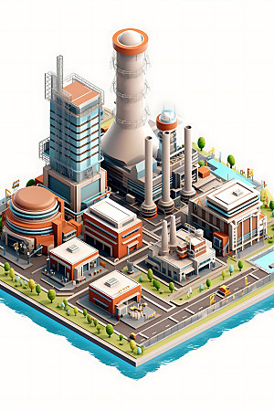 2.5D工厂能源生产电厂元素