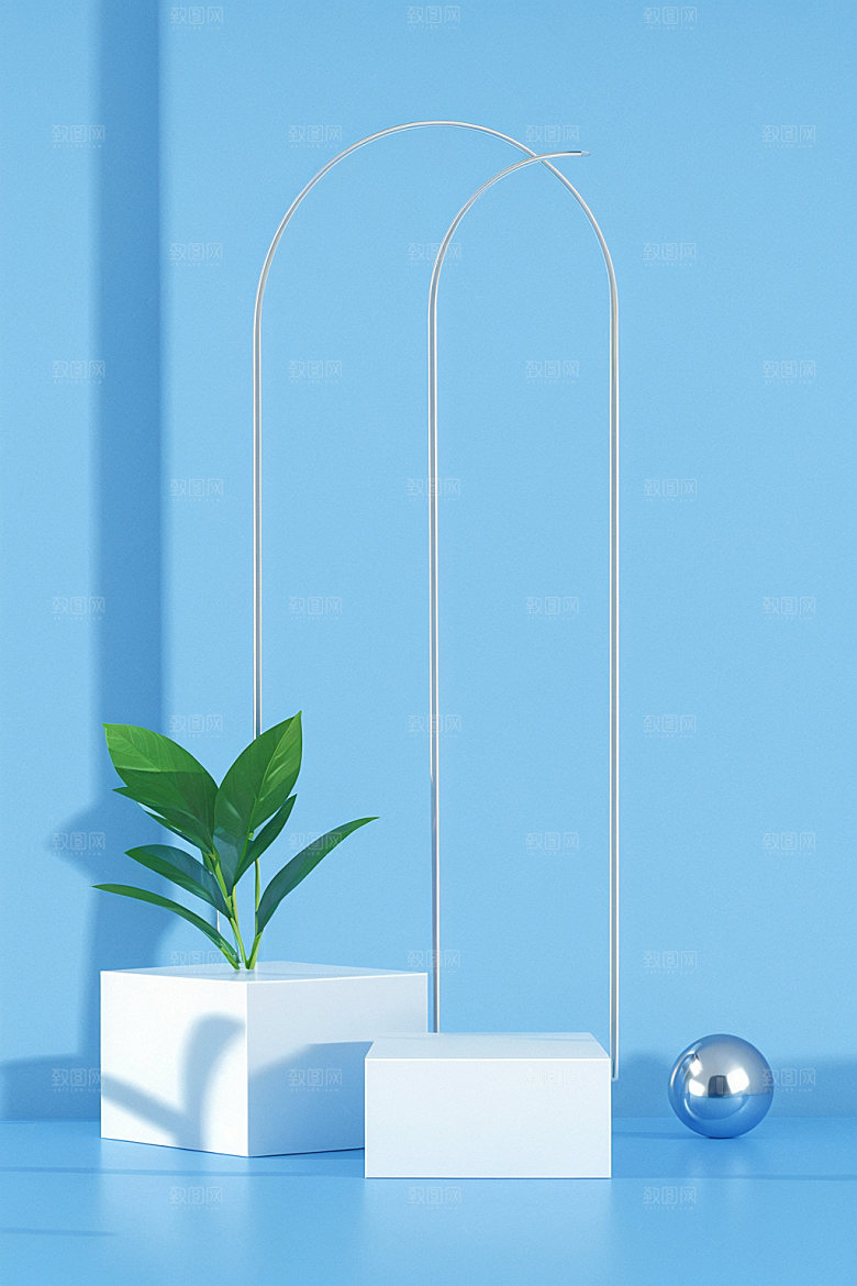 夏日清新高端产品电商背景
