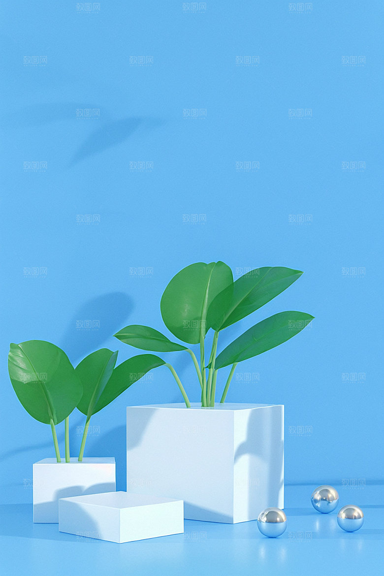 夏日清新清爽化妆品电商背景