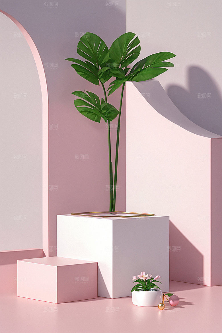 夏日清新清爽展台电商背景