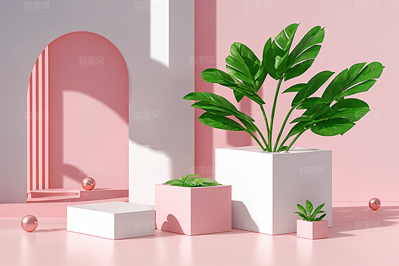 夏日清新产品展台电商背景
