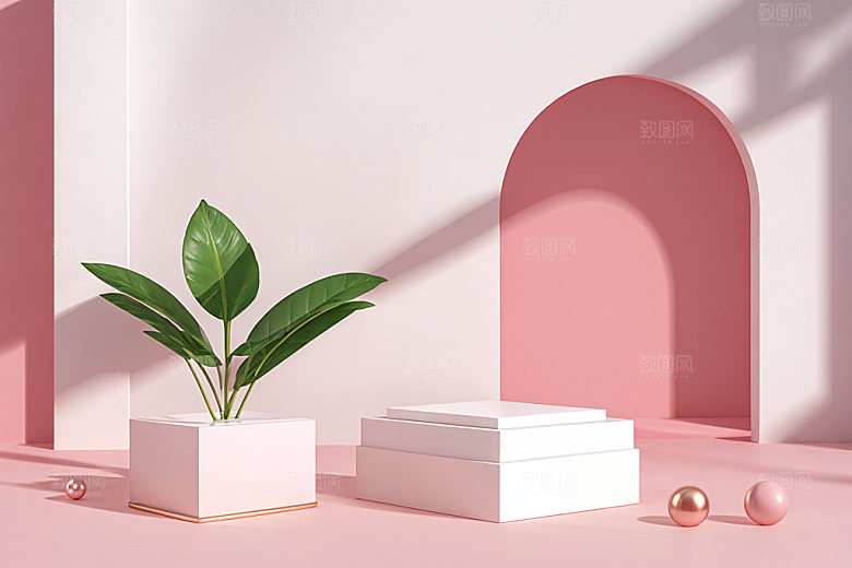 夏日清新化妆品展台电商背景