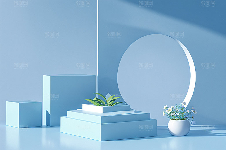 夏日清新产品简洁电商背景
