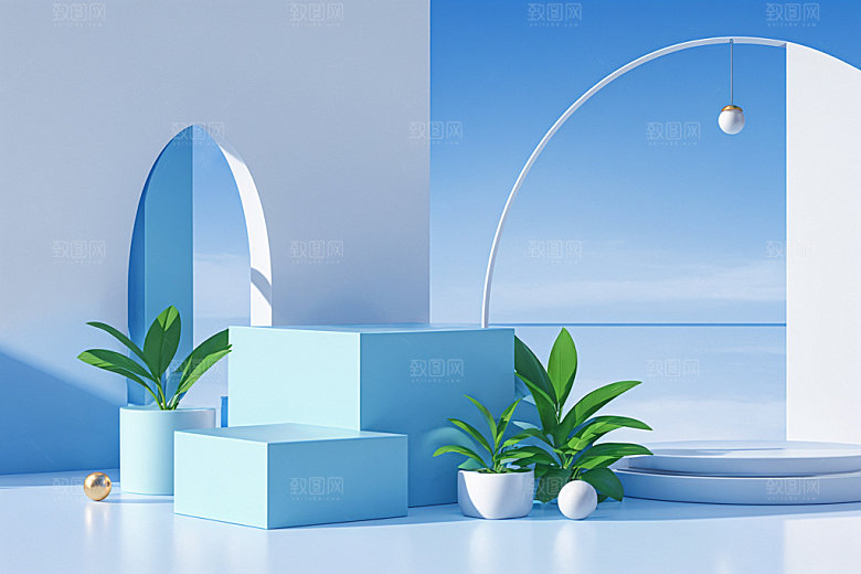 夏日清新产品明亮电商背景