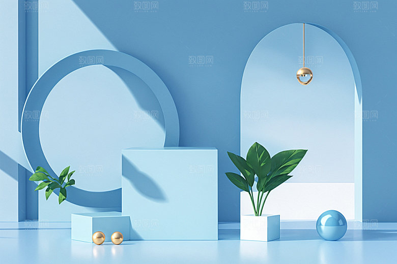 夏日清新高端产品电商背景