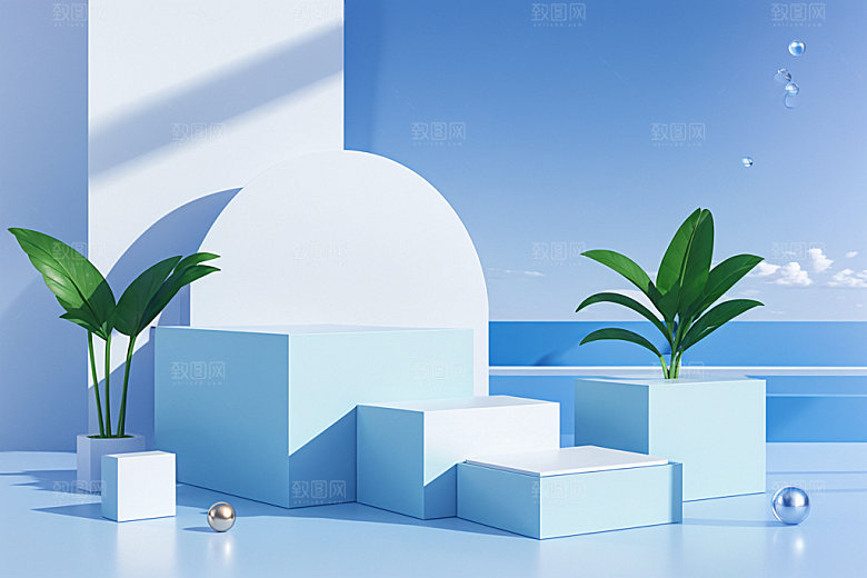 夏日清新产品高端电商背景
