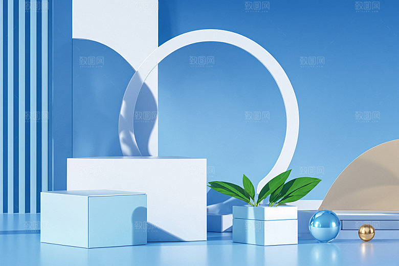 夏日清新展台高清电商背景