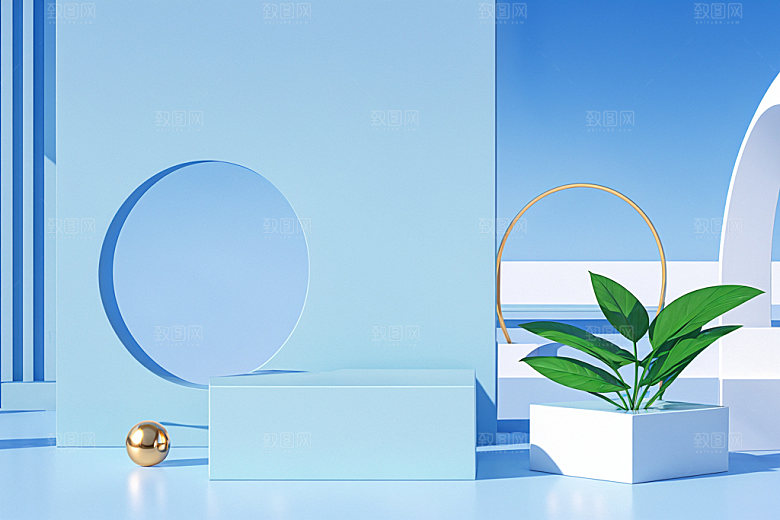 夏日清新展台产品电商背景