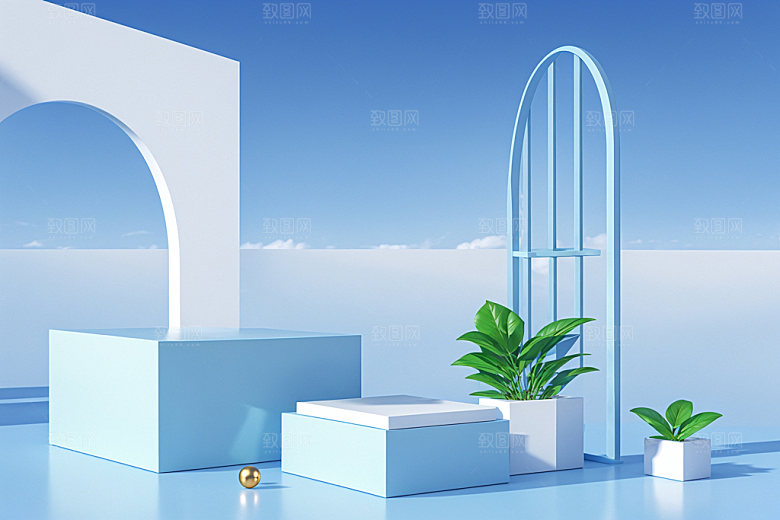 夏日清新质感化妆品电商背景