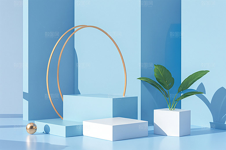 夏日清新化妆品展台电商背景